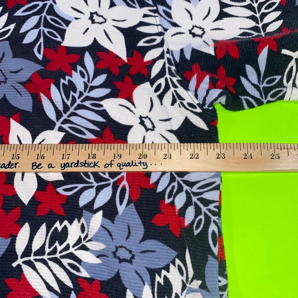 Chaps Ralph Lauren Mens Floral Polo Shirt Large Blue‎ Red White Tropical Cotton